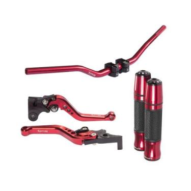 Imagem de Kit Guidão Naked Alumínio Luva Punho Manete Anodizado Suzuki Yes 125 -