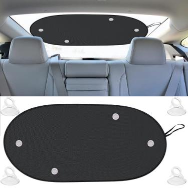Imagem de Protetor solar de janela traseira de carro EcoNour – Capa de tela – Viseira traseira de malha universal com ventosa – proteção UV/Sun/Glare para bebês para carro/SUV/caminhão 101,6 x 50,8 cm