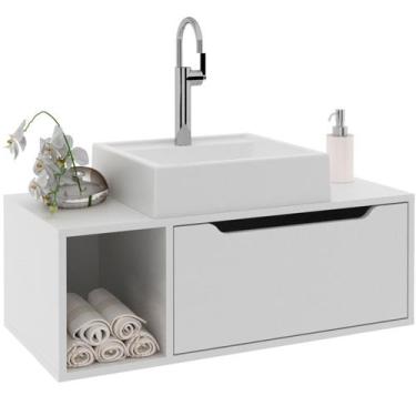 Imagem de Gabinete de Banheiro 80 cm com Cuba 1 Porta e Nicho - Tecnomobili, Bra