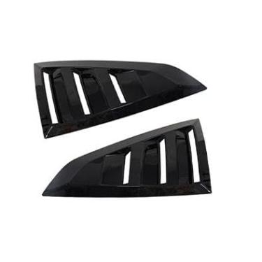 Imagem de Janela de triângulo traseiro de carro acabamento de bochecha de tubarão para Mustang 2024+ tampa de acabamento de janela de ventilação lateral traseira acessórios de carro (um estilo preto brilhante)