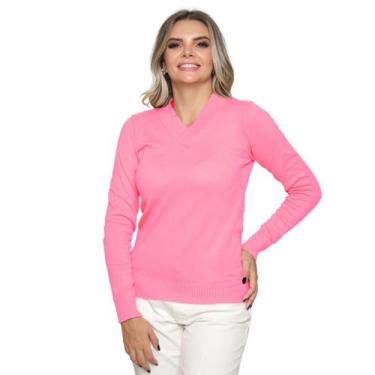 Imagem de Blusa Feminina Manga Longa Gola V Tricot Suéter de Lã Inverno - SP/CXX
