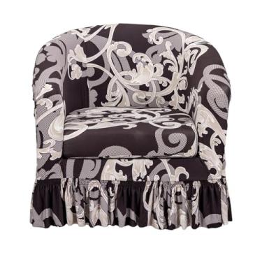 Imagem de CRFATOP Capa para cadeira de clube de 2 peças com saia estampada para poltrona de banheira com capa de almofada de assento, protetor de móveis redondo macio impresso para balcão de bar, sala de estar