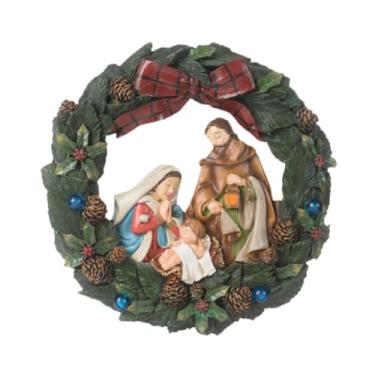 Imagem de UGPLM Guirlanda de Natal para porta da frente, enfeite de resina para presépio da Sagrada Família, decoração de Natal para hotel, escritório,