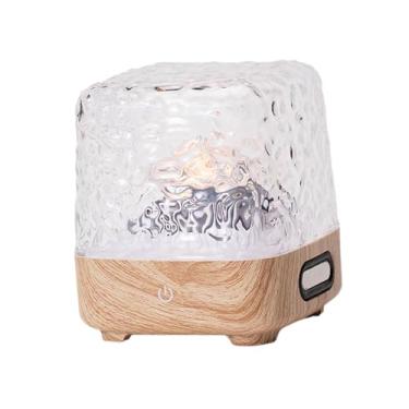 Imagem de Generic Luminária de mesa com ondulações de água 3D, projetor recarregável, iluminação noturna para dormir, para ioga, sala de estar e festas, Madeira