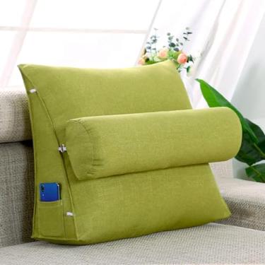 Imagem de Almofada De Leitura Ajustável,almofadas Lombares Triangulares Cunhas De Cama,almofada De Cintura De Sofá,com Almofada Redonda,usada Para Cama,sofá,l, Pine Flower Green, 45*45*20cm (with round pillow)