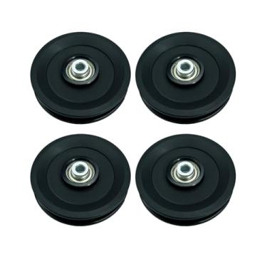 Imagem de BWCXR Roda de polia universal de nylon de 115 mm/4,5 pol. Cabo de polia de roda para academia, sistema de polia de porta de garagem, máquina de peso, equipamento de academia 4 peças