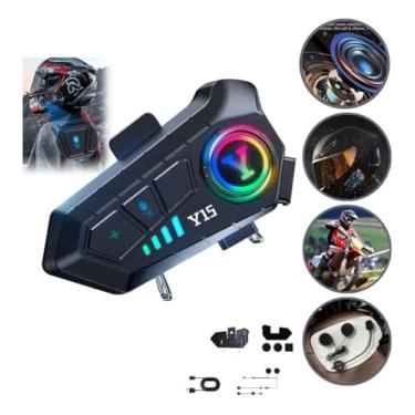 Imagem de Fone Transmissor para capacete Bluetooth Y15 Headset Rgb Sem Fio