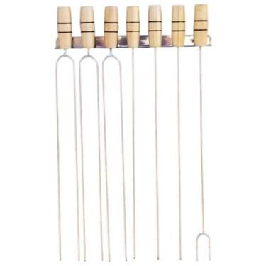 Imagem de Kit 6 Espetos 59 Cm Churrasco + Garfo + Porta Espeto Brinde - Riomar E