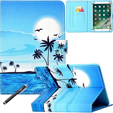 Imagem de Capa universal para tablet de 7,9 a 8,5 polegadas, capa fólio de couro PU Newshine para iPad Mini 1/2/3/4, Galaxy Tab 3/4/Note 8.0, Amazon Kindle Fire HD/HDX 8.0 e outros modelos de 20.3 cm - Mar e