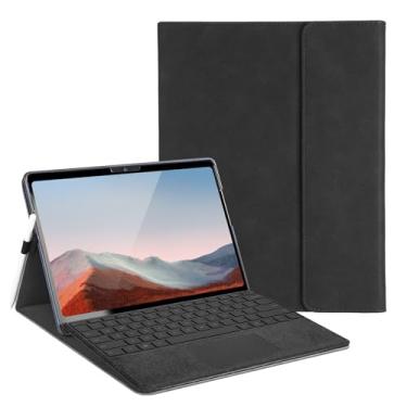 Imagem de SSS·GRGB Capa para Microsoft Surface Pro 7 Plus/7/6/5/4 de 12,3 polegadas, visualização em vários ângulos, suporte para caneta, dissipação de calor leve, compatível com teclado tipo capa, preta