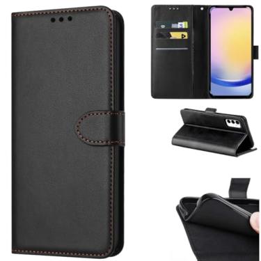 Imagem de Capa Carteira para Samsung Galaxy A25, Flip Cover com Fechamento Magnético, Compartimentos para Cartões, Couro Sintético, Preto
