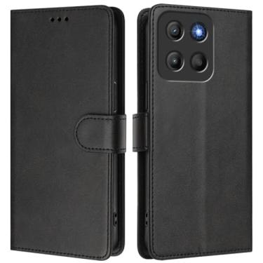 Imagem de Asdsinfor Capa carteira para Motorola Moto G15, [bloqueio RFID] Suporte para 3 cartões [capa interior de TPU à prova de choque] Capa protetora magnética de couro PU para Moto G15, preta YBW