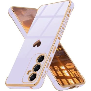 Imagem de Capa feminina para Samsung Galaxy S23 para Samsung Galaxy S23, linda capa de proteção de silicone macio e brilhante para Samsung S23 5G (roxa)