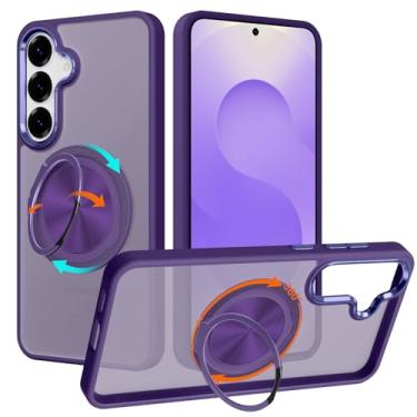 Imagem de ZIYE Capa roxa para Samsung Galaxy S25 Plus com suporte [compatível com MagSafe] Capa magnética de grau militar à prova de choque com suporte giratório de 360 graus para mulheres e homens