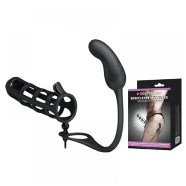 Imagem de Capa Peniana Vazada Com Plug Anal Hercules 7 Vibrações Vibrador para Casais com Plug Anal 1458