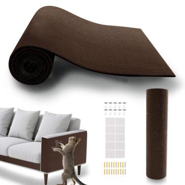 Imagem de ASENKU Protetor de móveis para gatos, protetor de sofá autoadesivo aparável de garras de gato, tapete arranhador de gato faça você mesmo para cobrir a torre do gato (marrom escuro, 100 x 40 cm)