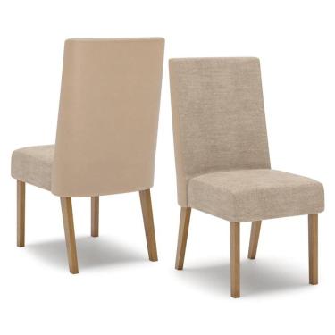 Imagem de Cadeira Sala de Jantar Anne 2 Unidades Nature/Corano Bege/Creme - Henn