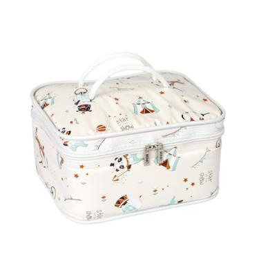 Imagem de Bolsa Térmica Frasqueira Impermeável, 2,78L a 15L, Alças Resistentes, Térmica Quente/Fria, Lisas e Estampadas (Bege Estampada, 6 Litros)