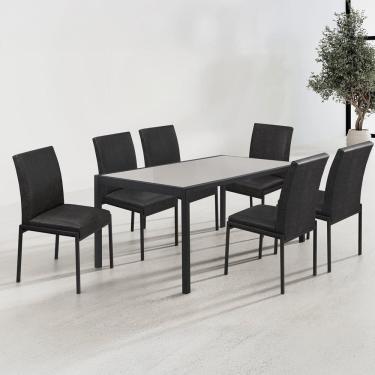 Imagem de Conjunto Sala de Jantar com 6 Cadeiras Atenas Preto