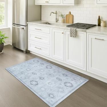 Imagem de Fame Rugs Tapete turco Lavável Vintage Oriental Inspirado Tradicional Tapete Pequeno Moderno Tapetes de Entrada Luxo Entrada Quarto Banheiro Cozinha (394GG, 2'5 x 5')