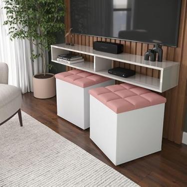 Imagem de Kit Puff Baú Suede Decorativo Organizador Sala Quarto Escritório (Rose)