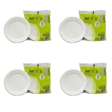 Imagem de Kit Prato Refeição Raso 21cm Kerocopo 4 Pacotes com 10 Unidades