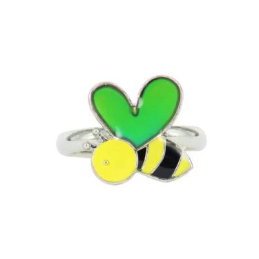 Imagem de FUN JEWELS Lindo anel de coração de abelha que muda de humor para meninas tamanho ajustável