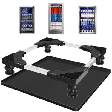 Imagem de Nefish Mini suporte de geladeira com bandeja coletora de silicone de 59,9 cm x 59,9 cm x 2 cm com borda elevada, mini suporte de geladeira com tapete portátil de lavadora e secadora de pedestal