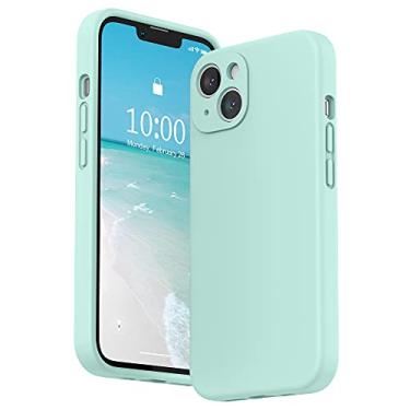 Imagem de SURPHY Capa compatível com iPhone 13 com protetor de tela, (proteção da câmera e forro de microfibra macia), capa de telefone de silicone líquido 6,1 polegadas 2021, verde menta