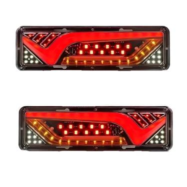 Imagem de FINYQBET Par de Lanternas Traseiras LED - Alta Visibilidade, Seta Sequencial, IP67-12V/24V Universal para Caminhão, Reboque, Carreta - Ideal para Estradas Esburacadas e Clima Chuvoso(30cm)