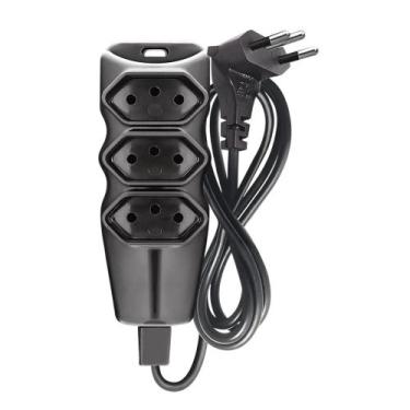 Imagem de Extensão Elétrica 5 Metros Megatron 3 Tomadas 3 Pinos Cabo PP Preto Re