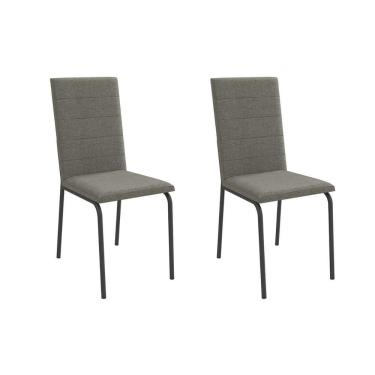 Imagem de Cadeira de Cozinha Amsterdã 2C091 Aço Kit 2 Un Preto/Linho Escuro - Kappesberg