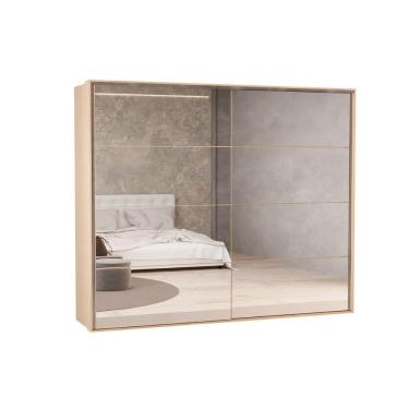 Imagem de Guarda Roupa Casal 2 Portas de Correr c/ Espelho e 4 Gavetas PH 1806 Carvalho Nature/Off White - Herval