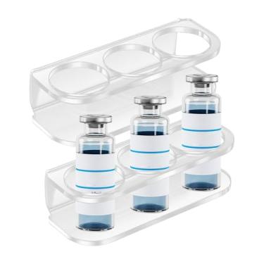 Imagem de Estojo para Frascos,Conjunto De 2 Peças Estojo Para Armazenamento De Frascos Refrigerados - Organizador Portátil Montável Na Parede Reutilizável Com 3 Divisórias Para Medicamentos Viagem