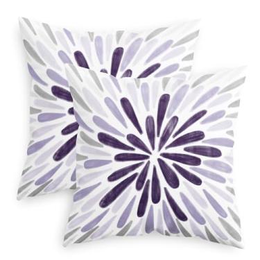 Imagem de CaliTime Capas de almofada decorativas 45,7 cm x 45,7 cm pacote com 2 capas de almofada de lã aconchegantes lindos fogos de artifício para sofá-cama, decoração de casa de fazenda, roxo escuro, cinza