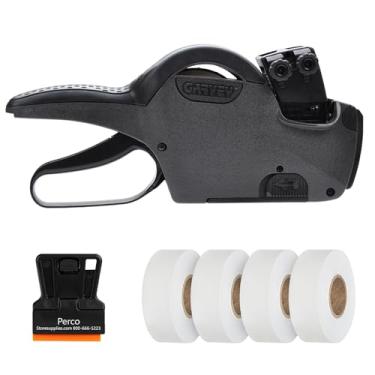 Imagem de Perco Kit inicial de marcação de preço e data Garvey 22-66 — Inclui pistola etiquetadora de 2 linhas Garvey 22-66, 4.000 etiquetas brancas de preço e uma tinta