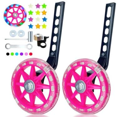 Imagem de DDJKCZ Rodas de treinamento para bicicleta infantil, roda grande flash mute compatível com bicicleta de velocidade única de 12 14 16 18 50,8 cm (lindo rosa profundo)