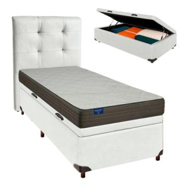 Imagem de Cama Box Bau + Colchão Solteiro D33 Orthotech Inducol + Cabeceira Esto