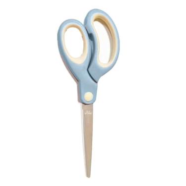 Imagem de Gkofiey Tesoura antiaderente pastel, tesoura artesanal de aço inoxidável multiuso com aderência macia, tesoura de tecido de ponta cega tesoura infantil para escritório, casa, escola, canhoto e direito