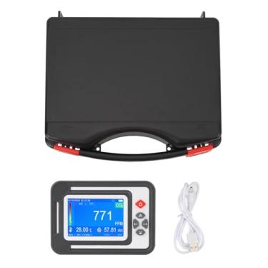 Imagem de Detector de CO2 Detector de dióxido de carbono Detector de alta precisão Medidor de CO2 portátil com temperatura Sensor de umide para tens Creates de vinho Cozinhas Material Abs (Branco)