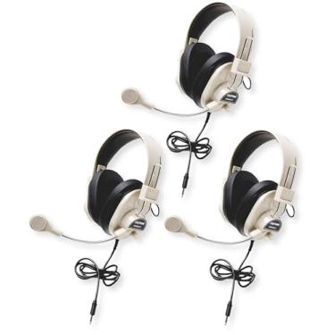 Imagem de 3066AVTCT Pacote com 3 fones de ouvido estéreo superauriculares de luxo, redução de ruído, microfone pescoço de ganso, plugue de 3,5 mm, faixa de cabeça ajustável, almofadas substituíveis, multimídia