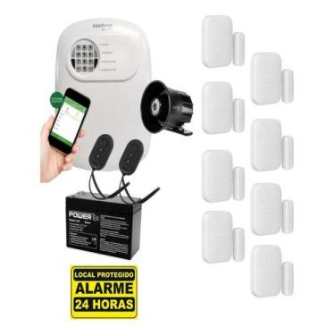 Imagem de Kit Alarme Sem Fio Intelbras 8 Sensores Magnéticos, Sirene e Bateria P