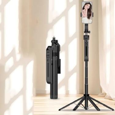 Imagem de Bastão de selfie, suporte de rastreamento de retrato e gimbal de tiro, antivibração, retrátil de 180 cm, com luz de preenchimento de beleza (destacável), com controle remoto Bluetooth (sem modelo de