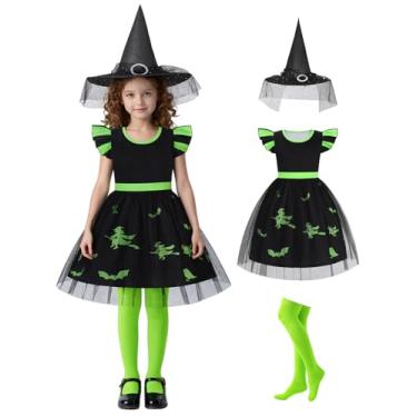 Imagem de Hitormoon Girls Wicked Witch Costume Kids Black Witch Dress Toddler Halloween Costumes Dark Princess Cosplay Outfit HN046S