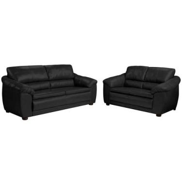 Imagem de Jogo de Sofá 02 e 03 Lugares Couro Veneza Preto - Arte Sala, Preto, 56