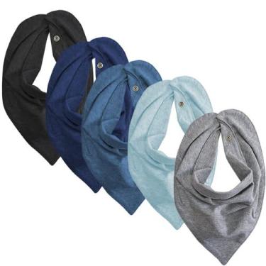Imagem de KIt 3 Babador Bebê Bandana Cores Sortidas com Botão Pressão Recem Nasc