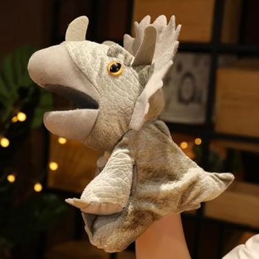 Imagem de Dinossauro de Mão, Fantoche de Mão Dinossauro de Pelúcia, Brinquedos de Pelúcia, Acessório Educacional, Desenvolvimento Cognitivo (Triceratops)