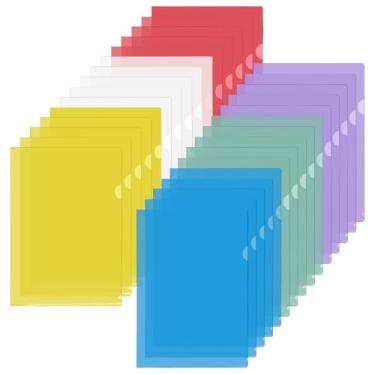 Imagem de VANRA Pacote com 30 pastas de documentos transparentes bolsos de poliéster para papel tamanho carta A4, pasta de plástico para escola, escritório, sala de aula, 6 cores sortidas