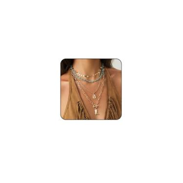 Imagem de Colares Boho em camadas para mulheres, joia ocidental turquesa para mulheres, cacto, cabeça de boi, chapéu cruzado, botas, colar, caubói, caubói, concerto, outftis, para mulheres, acessórios