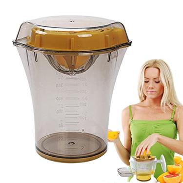 Imagem de Espremedor manual de frutas cítricas, espremedor manual de frutas cítricas, Espremedor de frutas cítricas e espremedor de suco de laranja, Recipiente de suco portátil e espremedor de limão Pinnkl